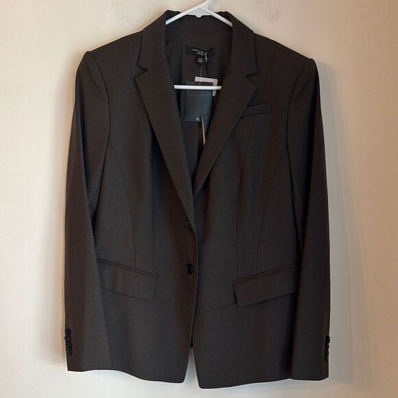 Ann Taylor Women’s Tropical Wool Brown Taupe Blazer suit jacket Classic 12P NWT! - Picture 1 of 11